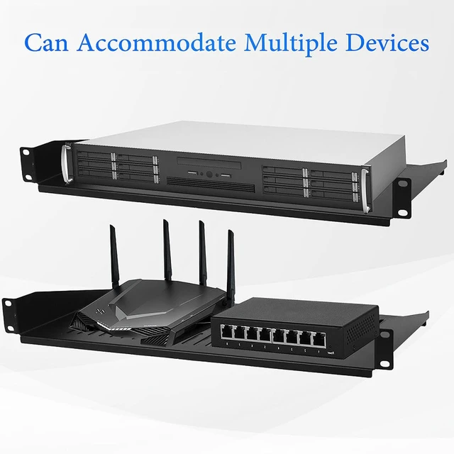 Alt view image 4 of 5 - Moocci 19" 1U Server Rack Shelf 2 Pack - Universal Vented Network Rack Mount Shelf for Server Rack & Cabinet - Rackmount Shelf Rack Shelves Cantilever Tray for Small Light Device Equipment