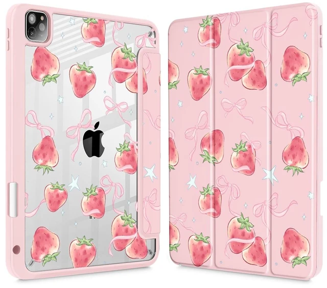 Main image of May Chen for iPad Pro 11 inch M2 4th Generation 2022, iPad Pro 11 3rd/2nd/1st Gen, Case with Transparent Shockproof Back Cover [Built-in Pencil Holder, Auto Sleep/Wake, Bow Strawberry