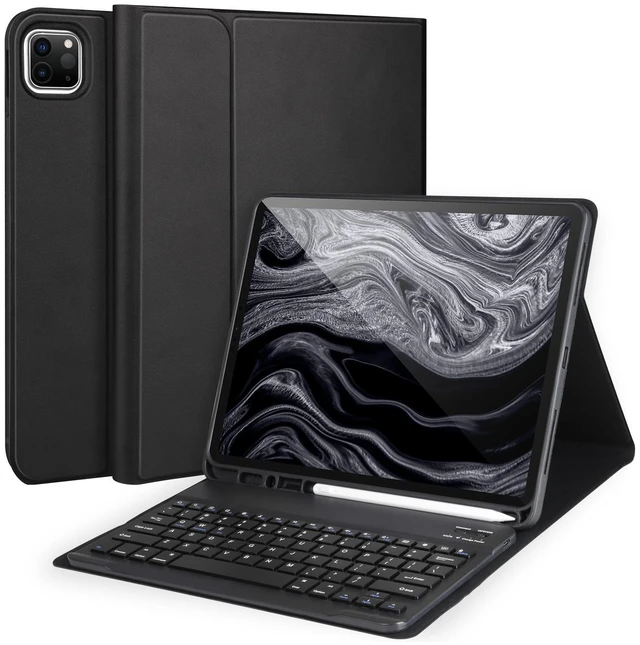 Main image of Keyboard Case for iPad Air 13 2024 M2/Pro 12.9'' 6th/5th Gen, Detachable Bluetooth With Pencil Holder, Black