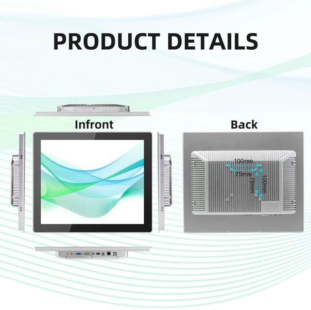 Alt view image 2 of 5 - Senisway 19 inch Aluminum Flat Embedded Industrial Touch Screen Monitor,HDMI/VGA/DVI Interface, Capacitive Touch Screen Monitor Supports 10 Points Touch,1280 x 1024 @ 60Hz