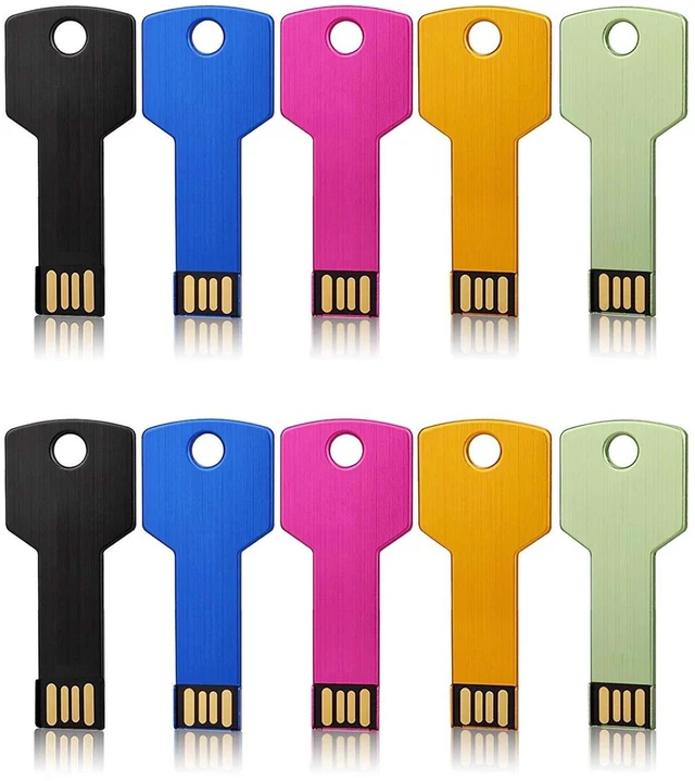 Main image of JUANWE 4GB USB Flash Drive 10 Pack, Colorful Flashdrives Key Shape Metal Thumb Drive Bulk, Waterproof USB Jump Drive 2.0 Mutipack Memory Stick, Portable Zip Drive Pendrive 5 Mix Color for Data Storage