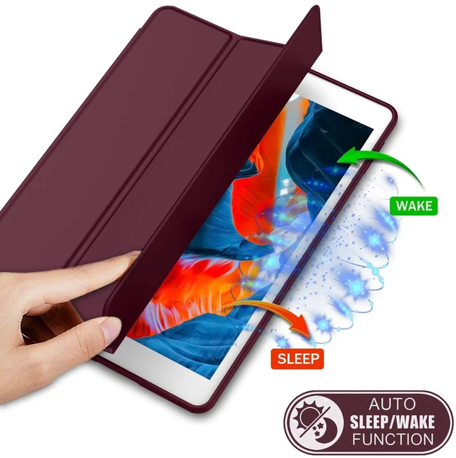 Alt view image 3 of 5 - iMieet iPad 9th Generation Case 2021/iPad 8th Generation Case 2020 10.2 Inch with Pencil Holder, iPad 7th Gen 2019 Case with Soft Baby Skin Silicone Back, Auto Wake/Sleep Cover (Wine)