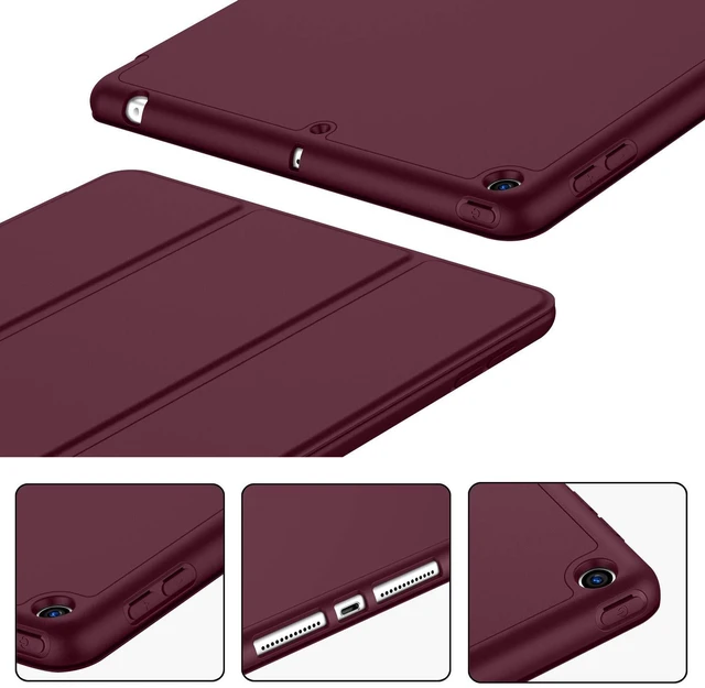 Alt view image 4 of 5 - iMieet iPad 9th Generation Case 2021/iPad 8th Generation Case 2020 10.2 Inch with Pencil Holder, iPad 7th Gen 2019 Case with Soft Baby Skin Silicone Back, Auto Wake/Sleep Cover (Wine)