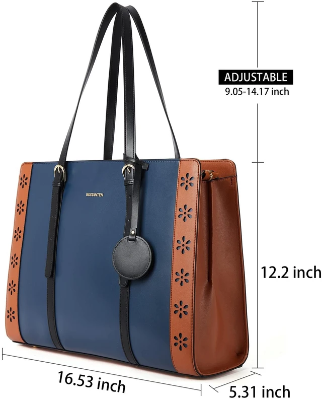 Alt view image 2 of 5 - BOSTANTEN Laptop Bag for Women 15.6 inch Computer Leather Briefcase Vintage Work Tote Handbag
