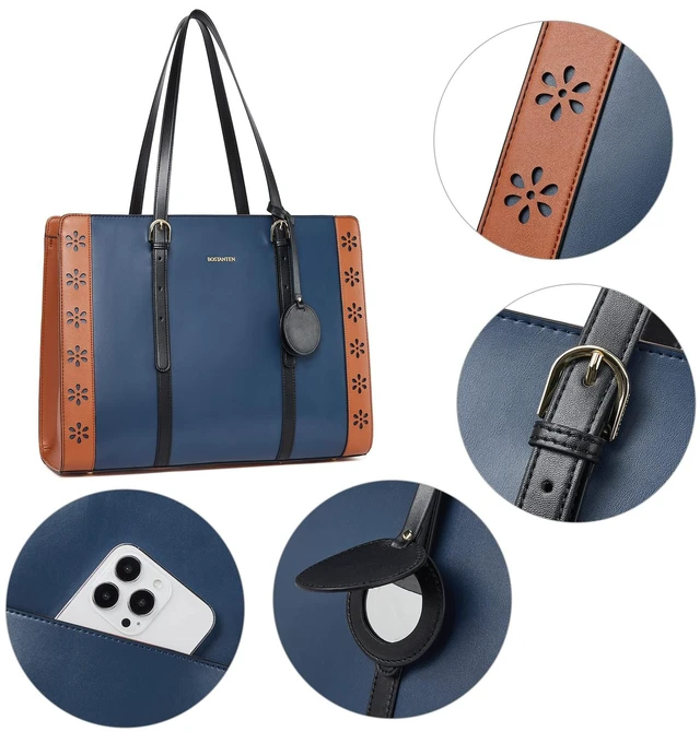 Alt view image 4 of 5 - BOSTANTEN Laptop Bag for Women 15.6 inch Computer Leather Briefcase Vintage Work Tote Handbag