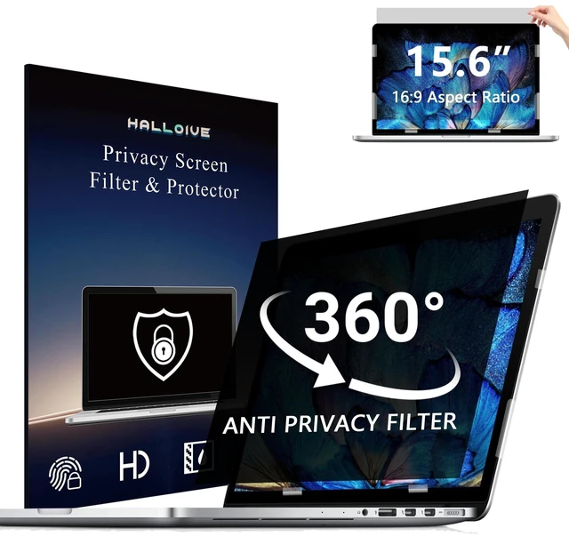 Main image of Halooive 4-Way Laptop Privacy Screen Shield 15.6 Inch,Removable 16:9 Aspect