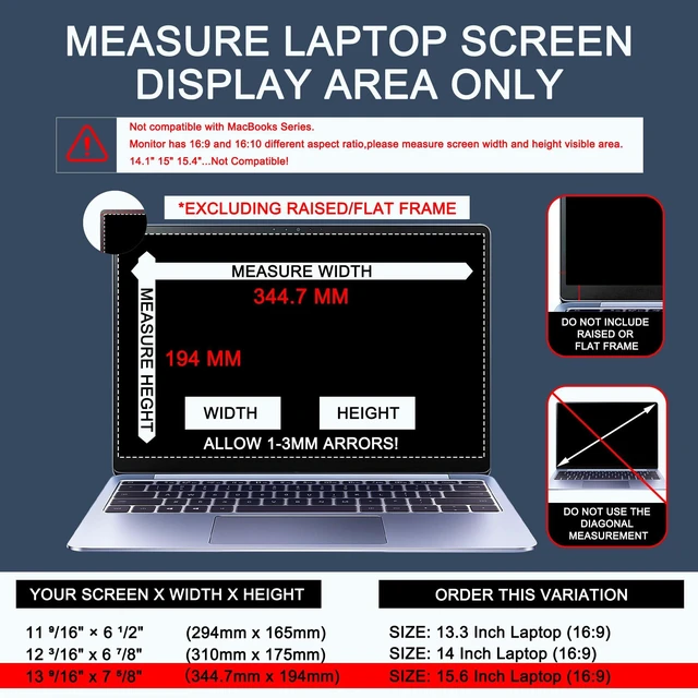Alt view image 2 of 5 - Halooive 4-Way Laptop Privacy Screen Shield 15.6 Inch,Removable 16:9 Aspect