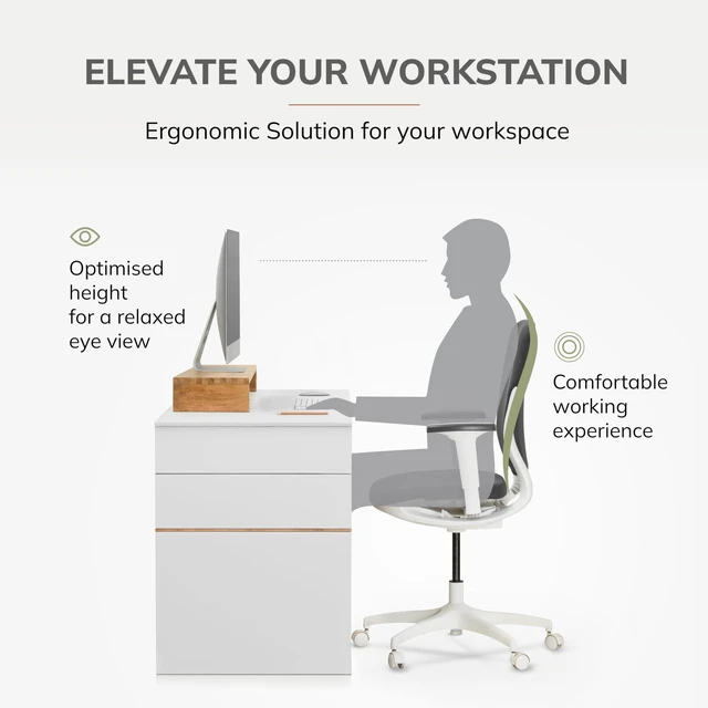 Alt view image 3 of 5 - Anji Mountain Monitor Stand for Desk - Desktop Organizer & Laptop Riser, Ergonomic Monitor Riser, Space-Saving, Durable, Easy Assembly & Ideal for Home & Office, Mango, Classic