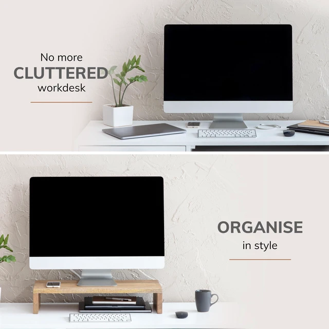 Alt view image 5 of 5 - Anji Mountain Monitor Stand for Desk - Desktop Organizer & Laptop Riser, Ergonomic Monitor Riser, Space-Saving, Durable, Easy Assembly & Ideal for Home & Office, Mango, Classic