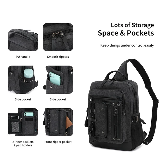 Alt view image 4 of 5 - Leaper Large Sling Bag for Travel: Holds 14" Laptop,Water Bottle & More