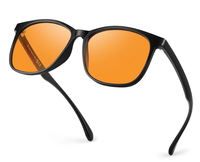 Main image of R.F.YFQH Sleep Blue Light Blocking Glasses for Women Men, Square Frame Computer Gaming Glasses, Anti Eyestrain & UV Glare JF6222 (Orange Lens Black Frame)