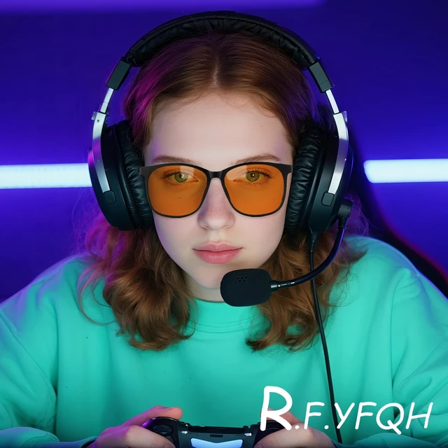 Alt view image 2 of 5 - R.F.YFQH Sleep Blue Light Blocking Glasses for Women Men, Square Frame Computer Gaming Glasses, Anti Eyestrain & UV Glare JF6222 (Orange Lens Black Frame)