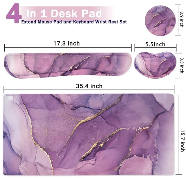 Alt view image 2 of 5 - Large Mouse Pad and Keyboard Wrist Rest, Desk Pad for Keyboard and Mouse, 4-in-1 Large Gaming Mouse Pad with Wrist Support, Desk Mat for Home Office Study Game-Purple