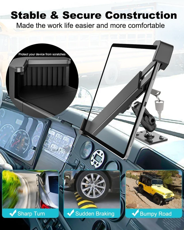 Alt view image 2 of 5 - Security Car Tablet Mount, Industrial Heavy Duty Tablet Holder Anti-Theft