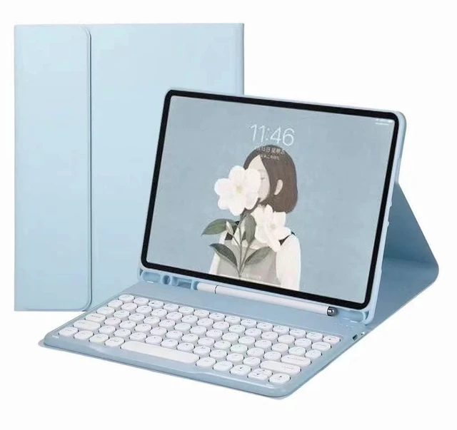 Main image of HENGHUI Galaxy Tab A7 10.4 inch 2020 Model (SM-T500/T505/T507) Keyboard Case Cute Round Key Color Keyboard Wireless Detachable BT Keyboard Cover with Pencil Holder (SkyBlue)