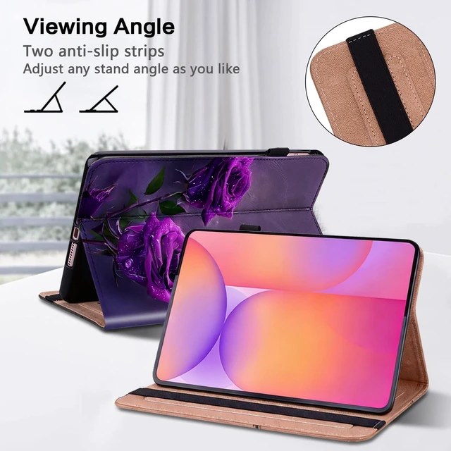 Alt view image 4 of 5 - ALILANG Case for Samsung Galaxy Tab S10 Lite/ S10 FE/ S9 FE 10.9 Inch/Tab S9 11 Inch, Ultra-Thin PU Leather Shockproof Folding Stand Cover for Samsung Tab S10 FE 5G Case -Purple Rose
