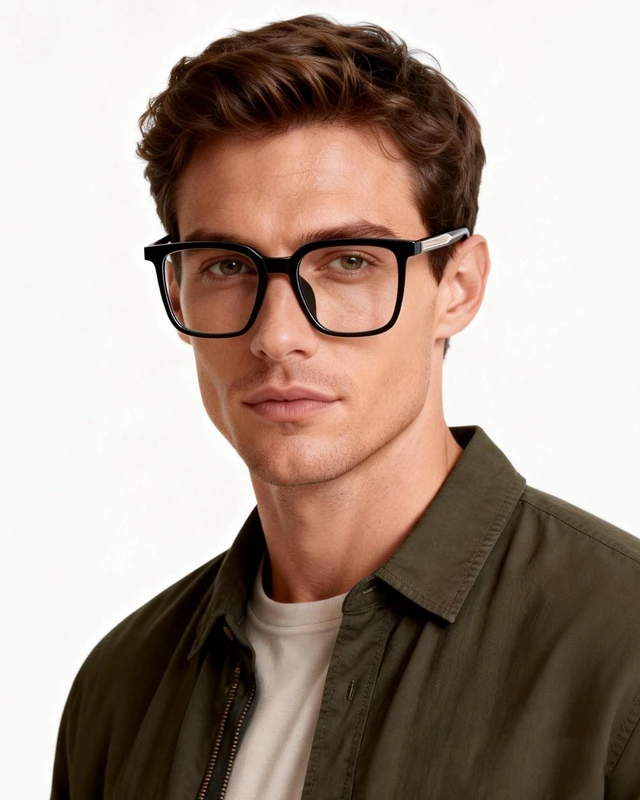 Alt view image 2 of 5 - ANRRI Oversized Square Blue Light Glasses for Women Men, Thick Frame Computer Glasses, Anti Eyestrain, UV Protection Gaming Black Eyewear