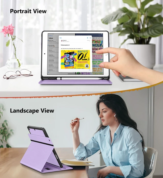 Alt view image 3 of 5 - DTTO for iPad 9th/8th/7th Gen Case 10.2 Inch (2021/2020/2019), Lavender-1