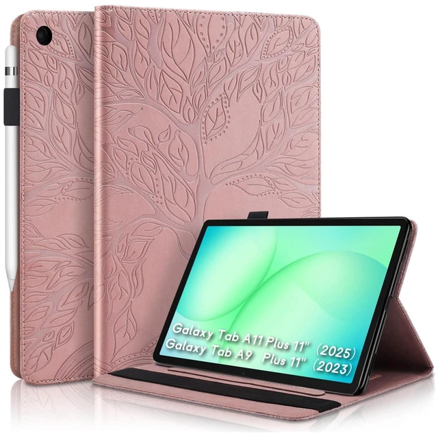Main image of Galaxy Tab A11+ Plus Case 11" Inch, Samsung Galaxy Tab A9 Plus Case 5g 11 Inch, Unique Tree Design with Hidden Card Slots, Built-in Magnetic Auto Sleep, Precise Cutouts for Tablet A9+ Pink