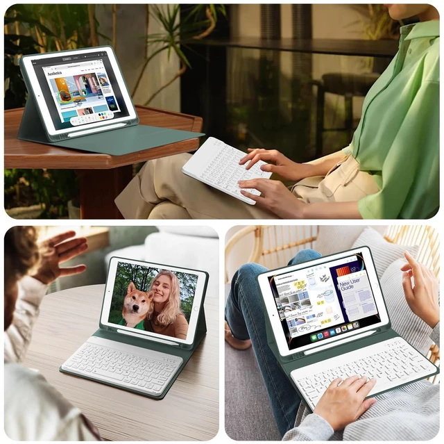 Alt view image 2 of 5 - SQQSOOZ for iPad 9th Generation Case with Keyboard 10.2 Inch, Dark Green