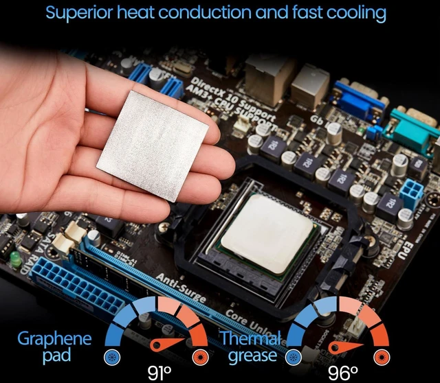 Alt view image 5 of 5 - Leadercarbon Graphene Thermal Pad 38x38mm 0.2mm for GPU CPU PS5 Xbox PC.