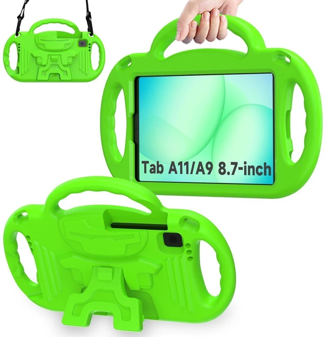 Main image of AVAWO Kids Case for Samsung Galaxy Tab A7 Lite 8.7 Inch 2021, Shockproof Lightweight Handle Stand with Strap, Protective EVA Foam Rubber Material, Green