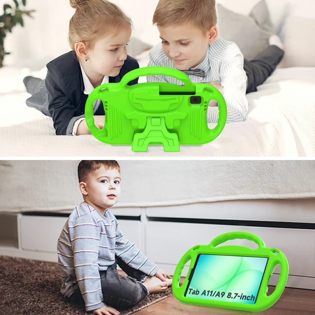 Alt view image 3 of 5 - AVAWO Kids Case for Samsung Galaxy Tab A7 Lite 8.7 Inch 2021, Shockproof Lightweight Handle Stand with Strap, Protective EVA Foam Rubber Material, Green