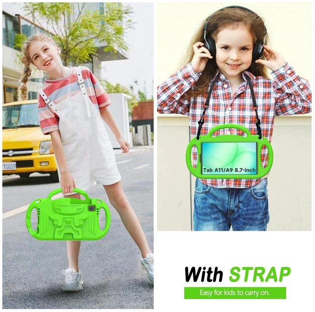 Alt view image 4 of 5 - AVAWO Kids Case for Samsung Galaxy Tab A7 Lite 8.7 Inch 2021, Shockproof Lightweight Handle Stand with Strap, Protective EVA Foam Rubber Material, Green