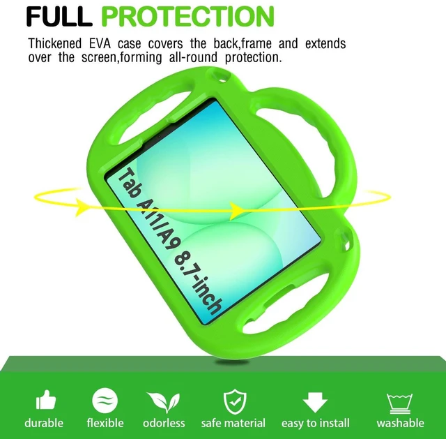 Alt view image 5 of 5 - AVAWO Kids Case for Samsung Galaxy Tab A7 Lite 8.7 Inch 2021, Shockproof Lightweight Handle Stand with Strap, Protective EVA Foam Rubber Material, Green