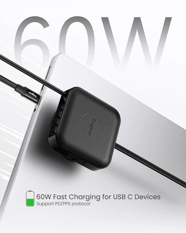 Alt view image 4 of 5 - Fasgear Retractable USB C Cable Desk Mount, 2 Pack, 4.6ft, Black
