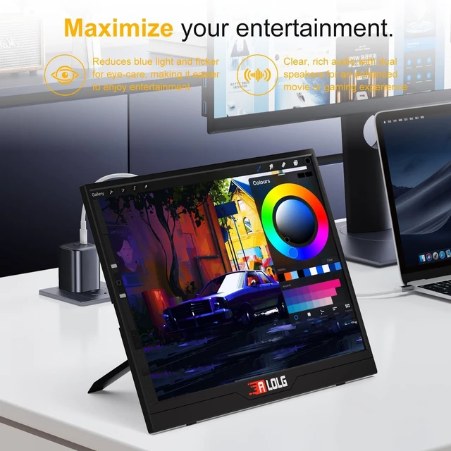 Alt view image 4 of 5 - ALOLG 144Hz 16" Portable Monitor 1920x1200 FHD IPS with USB-C Mini HDMI