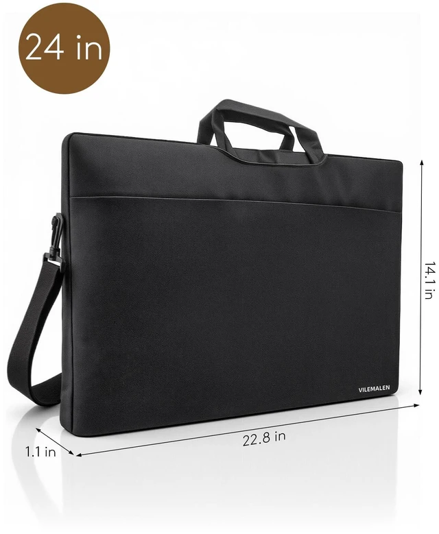 Alt view image 2 of 5 - 23.8-24 Inch Portable Monitor Sleeve, Water-Resistant Dustproof Case & Soft Lining with Multi-Carry Design (Handle/Shoulder Strap/Luggage Strap), Multi-Pocket Protective Bag for Monitor/Laptop/Tablet