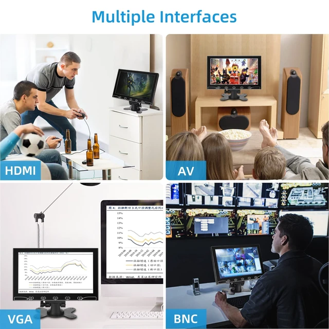 Alt view image 5 of 5 - AISHICHEN 10.1 Inch Small Monitor, Raspberry Pi Screen Built-in Speakers, Mini Display 1024 x 600, 60 Hz, 5ms, IPS Screen Display w/Remote Control, HDMI VGA AV BNC Input, Computer Monitor
