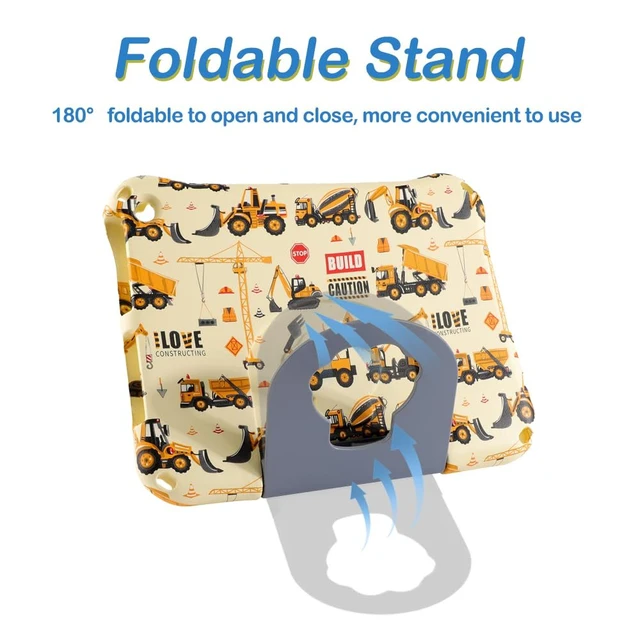 Alt view image 2 of 5 - Simicoo Fire HD 10 Kids Tablet Case for Kids Boy Girl,Fire HD 10 Plus 10.1 11th 13th Generation 2023 2021 Excavator Light EVA Foam Shockproof Kid-Proof Kid-Friendly Case with Stand Handle (Yellow)