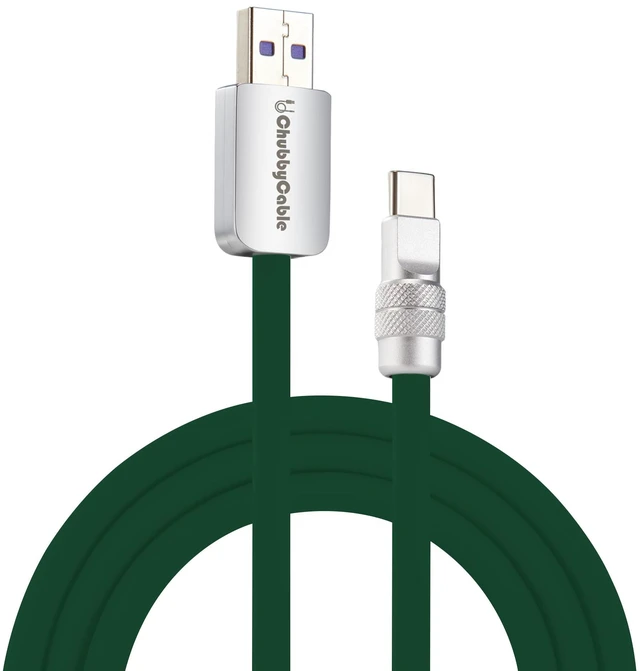 Main image of chubbycable USB A to C 120W Silicone Charging Cable, Dark Green, 13.1FT