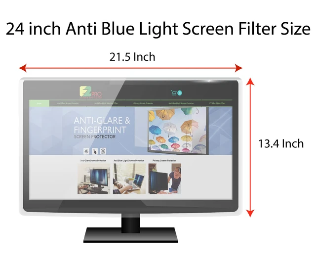 Alt view image 2 of 5 - Premium Anti Blue Light Screen filter for 24 Inches Computer Monitor, Screen Filter Size is 13.4" Height x21.5" Width, Blocks Harmful Blue Light, Reduce Digital Eye Strain Help Sleep Better