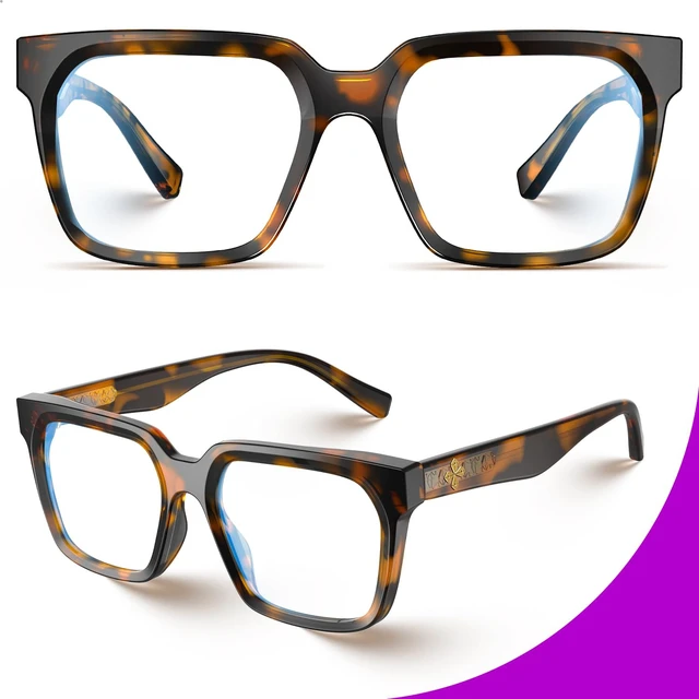 Alt view image 3 of 5 - VISOONE 2 Pack Rectangle TR90 Blue Light Blocking Glasses Computer Eyewear with Preppy Look for Women and Men Cougar