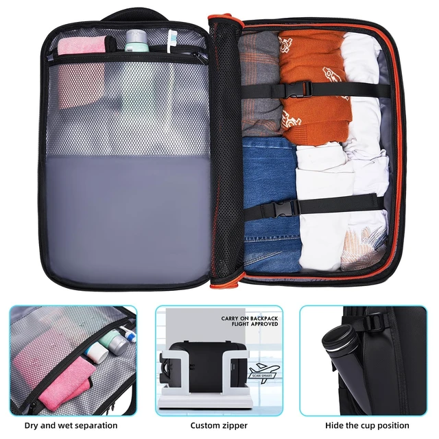 Alt view image 4 of 5 - TANGCORLE Travel Backpack, 45L Carry On, Airline Approved