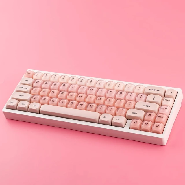 Alt view image 3 of 5 - Hyekit PBT Keycaps MOA Profile Liquid Foundation Cute Keycaps 132 Keys Semi-Translucent Matte Crystalsi Keycap Set for Cherry MX Magnetic Switches Mechanical Keyboard