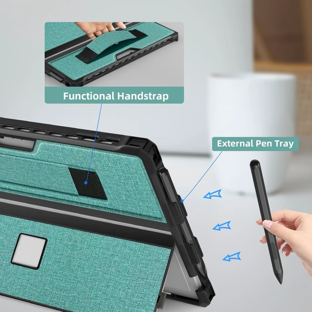 Alt view image 4 of 5 - SSSGRGB Rugged Case for Microsoft Surface Pro 7+/7/6/5/4, Cyan