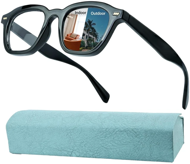 Main image of K.LAVER Photochromic Computer Blue Light Blocking Glasses For Woman, Reading Eyeglasses-Fashion TR90 Rectangle Frame,Sunglasses Anti Eyestrain & UV