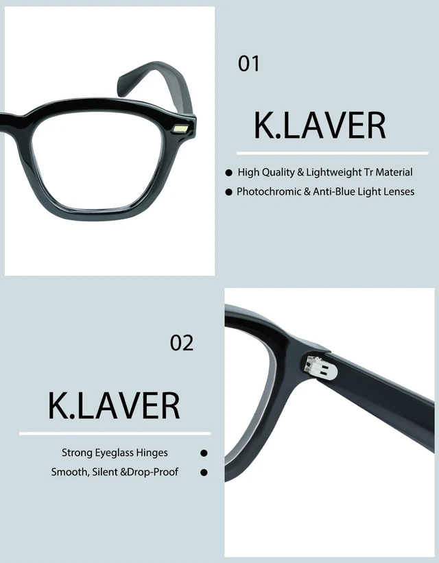 Alt view image 4 of 5 - K.LAVER Photochromic Computer Blue Light Blocking Glasses For Woman, Reading Eyeglasses-Fashion TR90 Rectangle Frame,Sunglasses Anti Eyestrain & UV