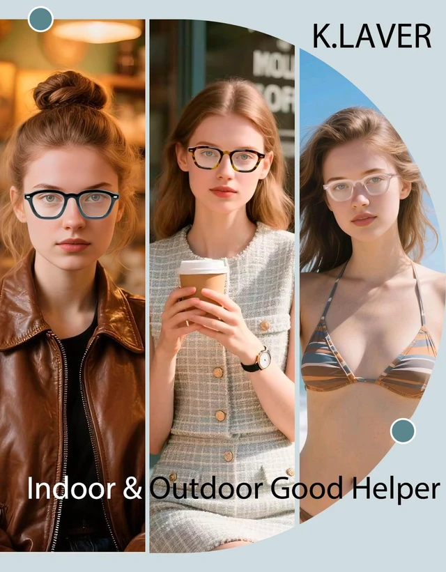 Alt view image 5 of 5 - K.LAVER Photochromic Computer Blue Light Blocking Glasses For Woman, Reading Eyeglasses-Fashion TR90 Rectangle Frame,Sunglasses Anti Eyestrain & UV