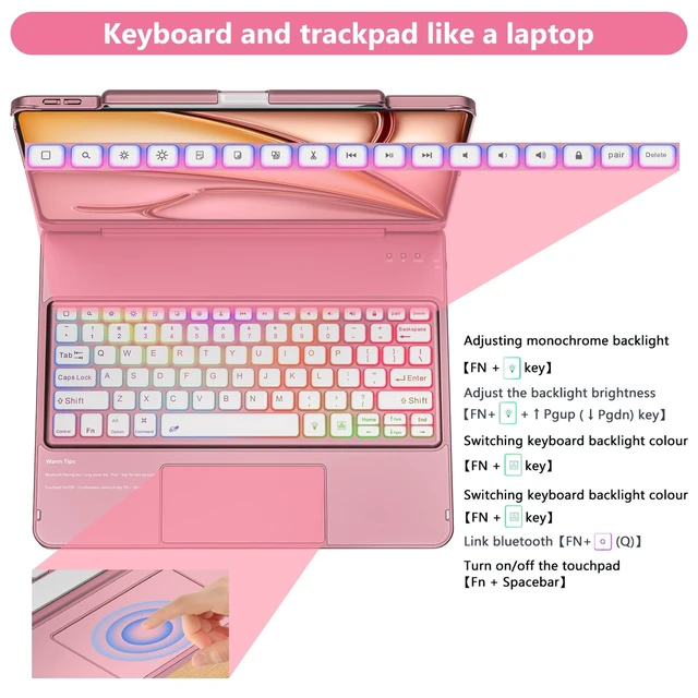 Alt view image 5 of 5 - CC Store for iPad Air 13 inch Case Keyboard with 7 Colors Backlit