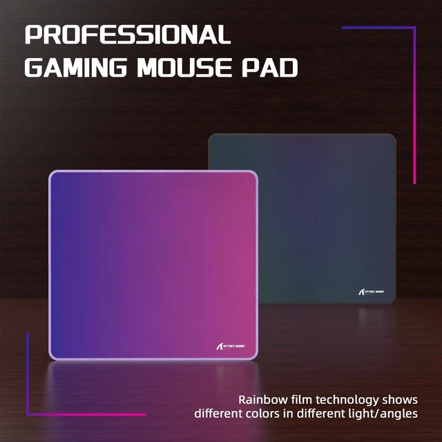 Alt view image 3 of 5 - ATTACK SHARK CM03 Gaming Mouse Pad, Rainbow Film Coated Surface for Smooth Glide & Precise Tracking, Water-Resistant, Non-Slip Rubber Base, 16.1" 12.2" 0.16" in for Gaming, Laptop & Office, Purple