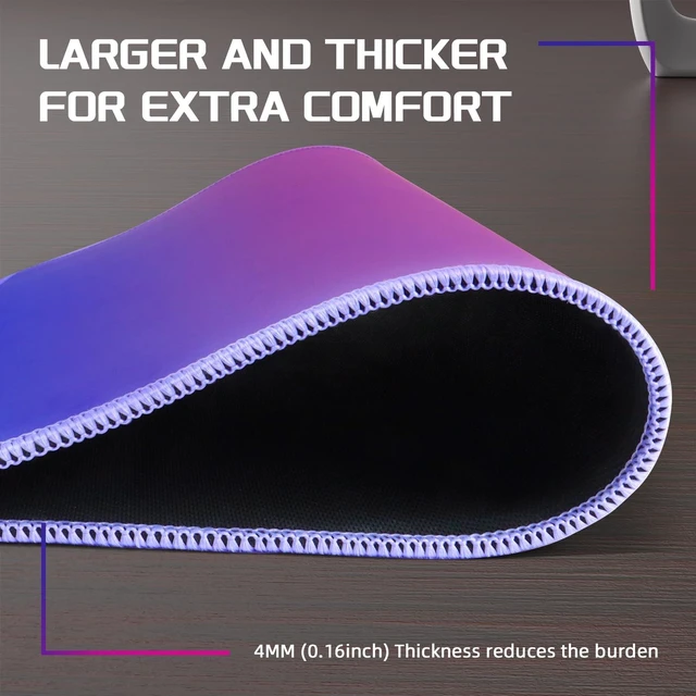 Alt view image 5 of 5 - ATTACK SHARK CM03 Gaming Mouse Pad, Rainbow Film Coated Surface for Smooth Glide & Precise Tracking, Water-Resistant, Non-Slip Rubber Base, 16.1" 12.2" 0.16" in for Gaming, Laptop & Office, Purple