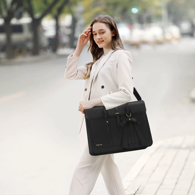 Alt view image 2 of 5 - MOSISO Laptop Bag for Women, 15-15.6 inch PU Leather Laptop Shoulder Bags