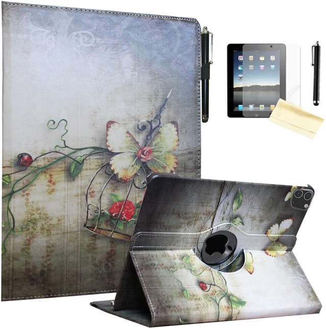 Main image of JYtrend Case for iPad Pro 12.9 6th 5th 4th 3rd Generation, Rotating Stand Smart Cover Auto Wake Up/Sleep Model A2436 A2764 A2437 A2378 A2379 A2461 A2229 A2069 A2232 A1876 A2014 A1895, Butterfly Flower