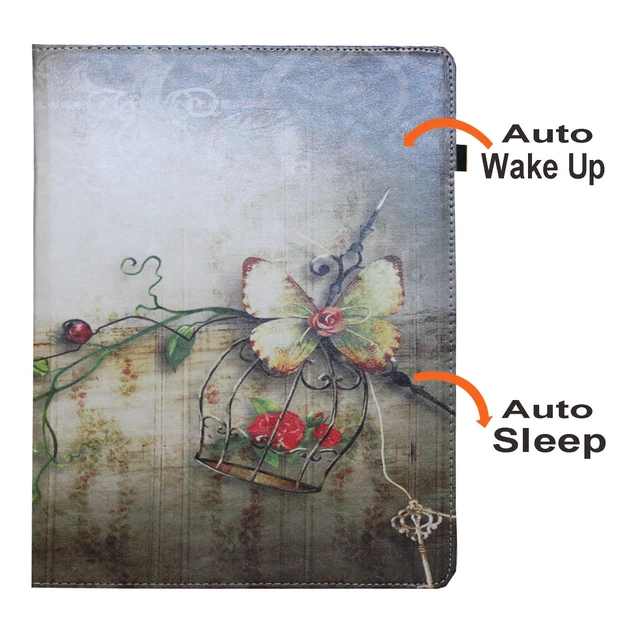 Alt view image 4 of 5 - JYtrend Case for iPad Pro 12.9 6th 5th 4th 3rd Generation, Rotating Stand Smart Cover Auto Wake Up/Sleep Model A2436 A2764 A2437 A2378 A2379 A2461 A2229 A2069 A2232 A1876 A2014 A1895, Butterfly Flower