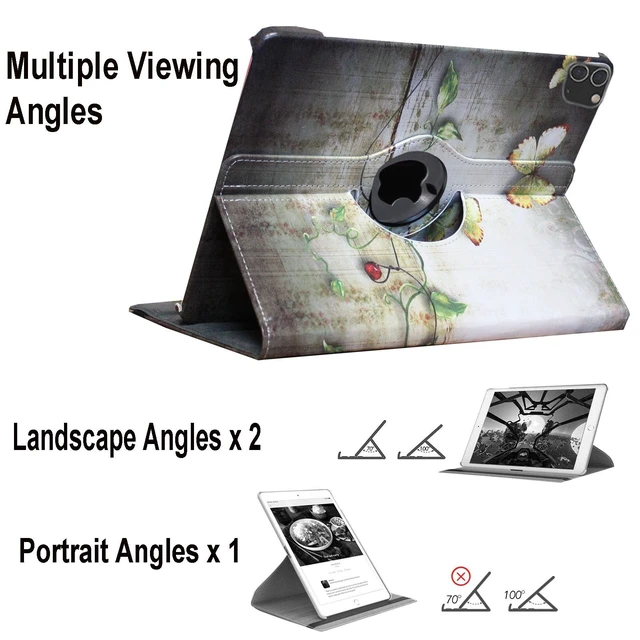 Alt view image 5 of 5 - JYtrend Case for iPad Pro 12.9 6th 5th 4th 3rd Generation, Rotating Stand Smart Cover Auto Wake Up/Sleep Model A2436 A2764 A2437 A2378 A2379 A2461 A2229 A2069 A2232 A1876 A2014 A1895, Butterfly Flower